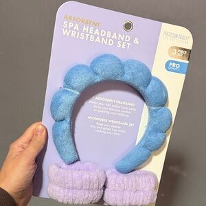 Blue and Purple Spa Headband & Wristband Set